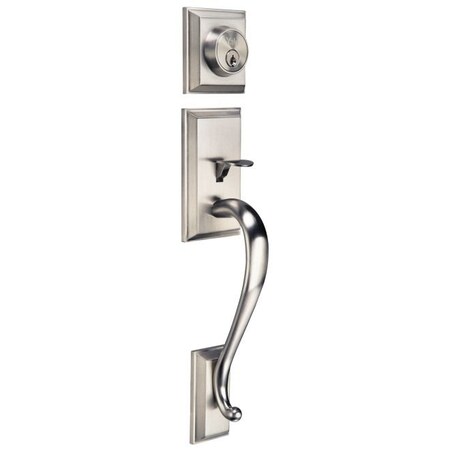 Yale Single Cylinder John's Creek Exterior HNDL Kwikset Key Satin Nickel JCSCSN15